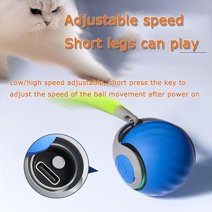 Speedy 2.0 Tail Cat Toys for Bored Indoor Adult Cats,2025 New Generation Interactive Cat Toys for Indoor Cats,Automatic Moving Ball with Tail,Cat, Orange - Image 2