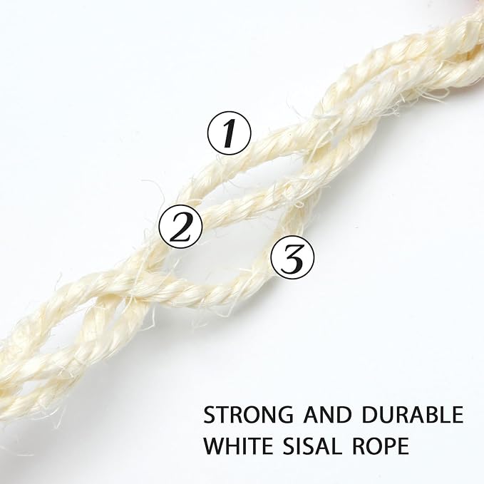 Natural Sisal Rope 1/4 Inch 32-Feet for Cat Tree Tower Repair and Replace Scratching Post, DIY Hemp Twine Rope for Cat Scratching Furniture Window Perch and Crafts Gardening Home Decorating - Image 3