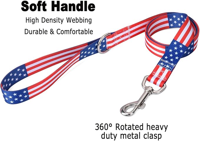 Mihqy Dog Collar and Leash Set, Classic US American Flag Set, XS | Adjustable for Small Dogs Puppy Cats, Patriotic, US Flag Pattern, Star & Stripes, Fourth of July Dog Collar - Image 4