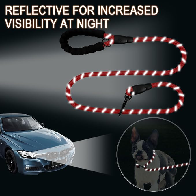 BARKBAY Dog Leashes for Large Dogs Heavy Duty Dog Leash 2 Pack 5 FT with Comfortable Padded Handle Highly Reflective Threads for Medium Large Dogs Walking Training Running (5FT-1/2,Red+Black) - Image 5