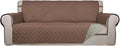 PureFit Reversible Quilted Sofa Cover, Water Resistant Slipcover Furniture Protector, Washable Couch Cover with Non Slip Foam and Elastic Straps for Kids, Dogs, Pets (Large, Brown/Beige) | Brown/Beige, Water Resistant Couch Protector, Washable Pet Couc... by PureFit