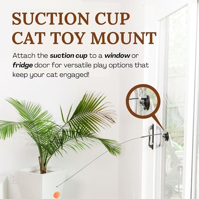 Interactive Cat Toys for Indoor Cats, Cat Toy Wand, 18 Feather Attachments | Explore four unique ways to play, Attach dual suction cups to windows, Keep your indoor cat busy for hours, - Image 9