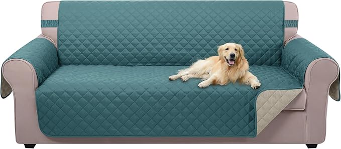 U-NICE HOME Reversible Sofa Cover Couch Cover for Dogs, Blue/Beige | 68''Sofa Mat Washable, Pet Friendly, Elastic Straps, Water Repellent, Furniture Protector for 3 Cushion Couch by U-NICEHOME