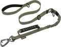 AUBELL Tactical Dog Leash Heavy Duty,4-6ft No Pull Bungee Leash,Green | Reflective Dog Leash for Medium Large Dogs with Comfortable Padded Double Handle,Car Seat Belt,360 Degree Rotating Carabiner by AUBELL