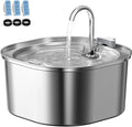 PEKTACO Cat Water Fountain, 3.2L Pet Drinking Fountain with 3 Filters | Stainless steel cat drinking fountain, dishwasher safe, with triple filtration, quiet pump, faucet for cats and small pets by PEKTACO