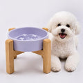 Elevated Ceramic Slow Feeder Dog Bowls Anti-Choking Slow Feeding for Small&Medium Size Anti-Slip Non-Lead & Toxic Durable Easy to Clean Maze Slow Feeder Bowl（8.26in Light Purple Stars Pattern） by addggo