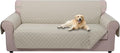 U-NICE HOME 4 Seater Sofa Cover 91''Large Couch Cover, Beige/Beige | Washable, Pet Friendly, Elastic Straps, Water Repellent, Furniture Protector Mat for 4 Cushion Couch by U-NICEHOME
