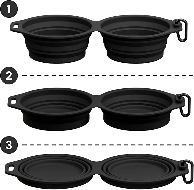 Pup Culture Dual Collapsible Dog Bowls | Silicone Travel Water Bowl for Dogs | Food Grade, No Plastic Rim, Portable Dog Bowl for Food and Water - Easy to Clean | BPA Free and Safe for Your Pup-Black - Image 5