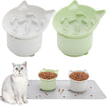 2Pack Slow Feeder Cat Bowls Silicone Tilted Raised Pet Bowl | Non Slip Base for Digestion Anti Vomit by Guiqulai