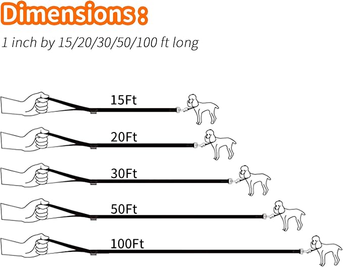 HIKISS Long Dog Leash Obedience Recall Training Agility Lead with Thickening Material for Large Dog - 15ft 20ft 30ft 50ft 100ft Training Leash(Orange 30ft) - Image 5