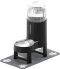 CZPET Elevated Dog Water Bowl Dispenser 8L (8L+Stand+Mat, Black) | With Stainless Steel Bowl Gravity Waterer, Large Capacity and Drinking Area Noise-Free for Pets by CZPET