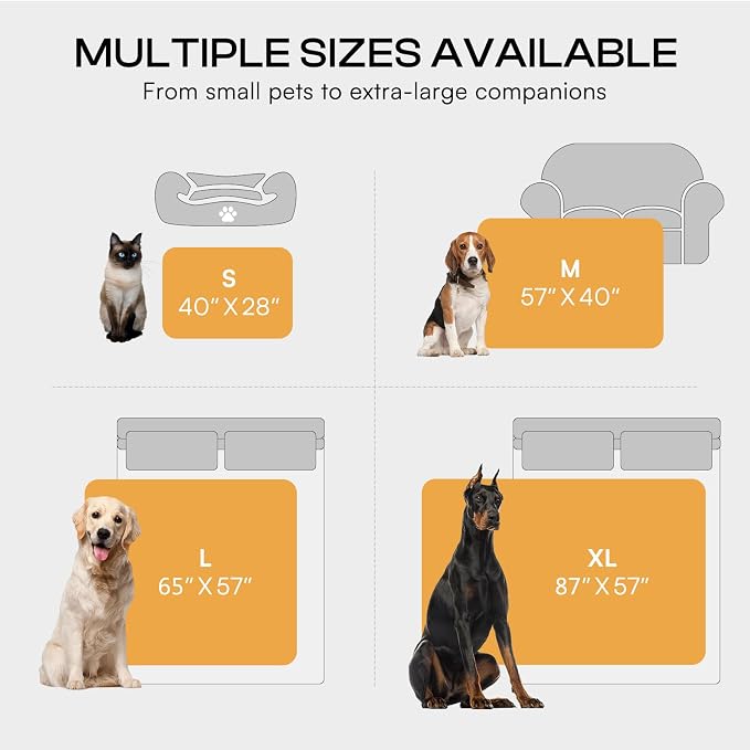Luciphia Waterproof Bed Blanket Washable, Soft Sherpa Fleece Puppy Reversible Throw Blankets for Medium Large Dog Cat, Furniture Cover Protector Couch Bed from Liquid Pee and Pet Fur, Grey,65" x 57" - Image 7