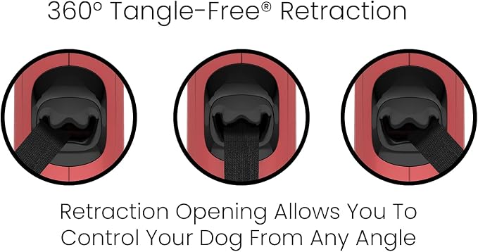 TUG Monochrome 360° Tangle-Free Retractable Dog Leash | 16 ft Strong Nylon Tape (Medium, Red) - Image 3
