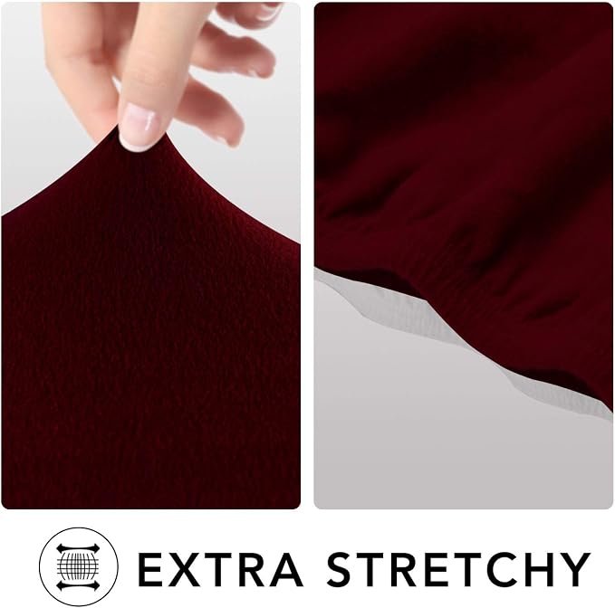 PureFit Stretch Loveseat Covers Fleece Couch Covers for Sofa Wine | 1-Piece Sofa Slipcover Soft Couch Protector, Sofa Cover Washable with Non Skid Foam and Elastic Bottom for Kids, Dogs - Image 4