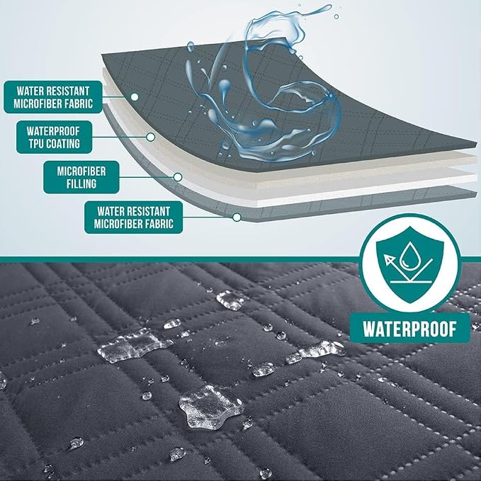 PetAmi Waterproof Couch Cover for Dog Non-Slip Bed Sofa Blanket, 30x70 Gray | Leakproof Furniture Protector for Pet Cat, Machine Washable Pee Proof Mat for Chair Car Seat, Durable & Anti Slip Backing - Image 3