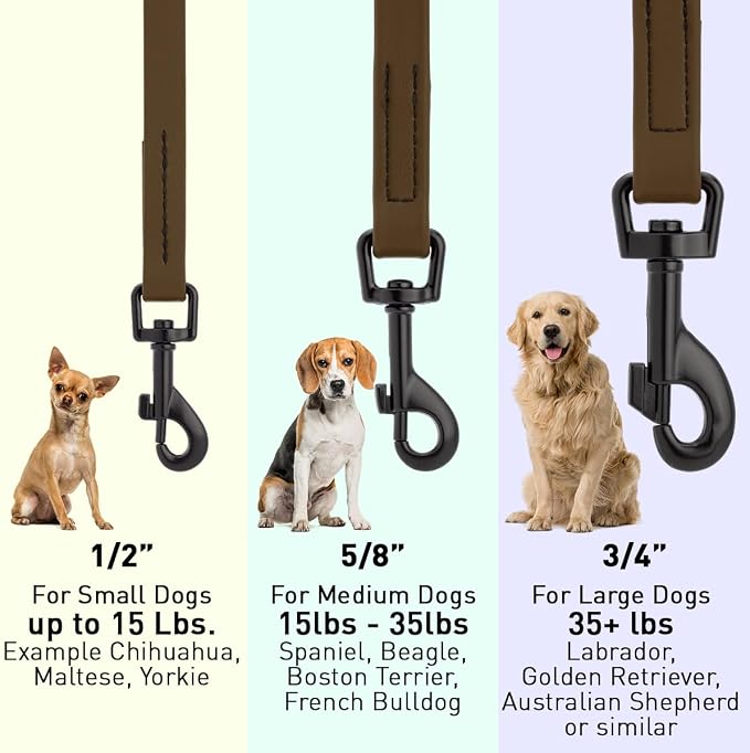 Dogline Biothane Waterproof Dog Leash Strong Coated Nylon Webbing with Black Hardware Odor-Proof Easy to Clean High Performance for Small or Large Dogs Made in USA 4 or 6 ft Lead, Dark Chocolate Brown - Image 3