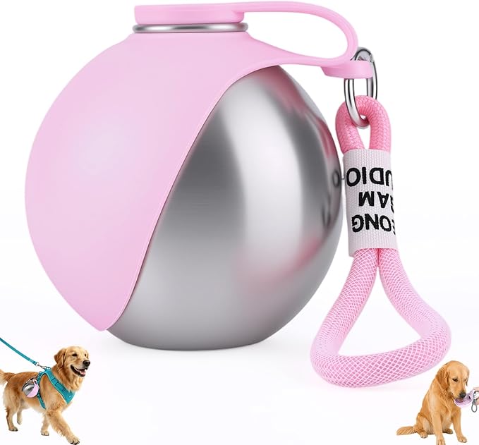 2 in 1 Portable Dog Water Bottle for Dogs,10oz Stainless Steel Portable Dog Water Bottle with Foldable Silicone Bowl, Leak-Proof 2 in 1 Portable Tumbler for Small Dog & Puppy Walking Hiking Outdoor by Unknown