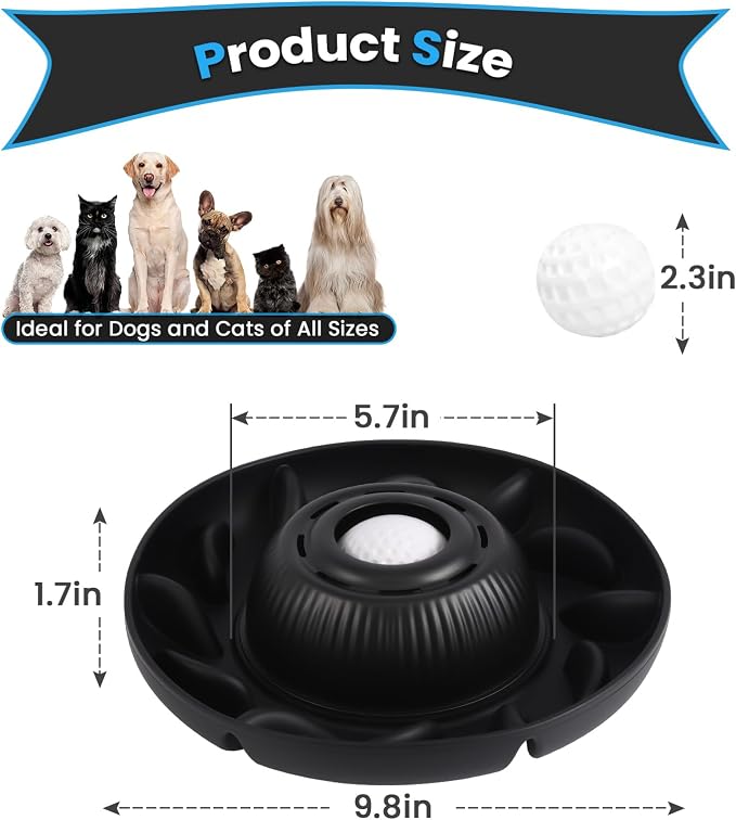 PUPPYGANG 2-in-1 Slow Feeder Dog Bowl & Dog Lick Bowl for Medium Large Dogs, Silicone Puzzle Feeder with Removable Lick Ball, Suction Base Bowl for Kibble, Wet Food, Yogurt & Peanut Butter (Black) - Image 7