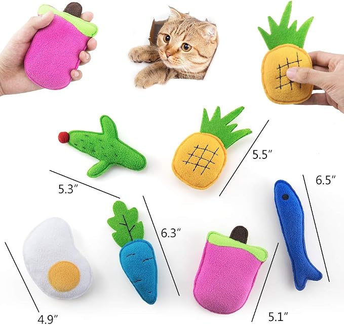 AWOOF Catnip Toys for Indoor Cats, 6 Pack Cat Chew Toys Plush Interactive Cat Kicker Toy for Indoor Kitten Exercise for All Breeds | 6 Pack Cat Chew Toys Plush, Interactive Cat Kicker Toy, For Kitten Exercise, For All Breeds - Image 6