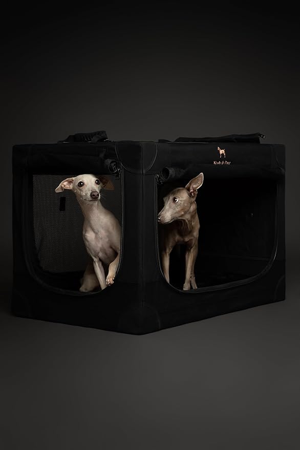 Noah & Paw Collapsible Dog Crate 30 Inches, Large Dog Crate for Large Medium Breeds, Travel Kennel for Car, Including Pet Mat for Pet Cage, 2 Storage Pockets, Handbag, 10mm Locking Zipper 30*21*21 - Image 2