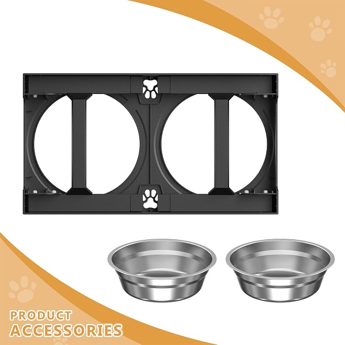Elevated Dog Bowls Stand Large Breed, Height Adjustable Raised Dog Bowls Holder with 2 Stainless Steel Food Bowls for Small, Medium and Large Canine，Black - Image 9