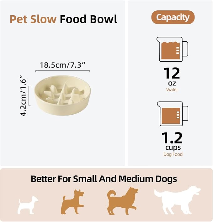 Havniva Dog Bowls Slow Feeder, Ceramic Slow Feeder Dog Bowls for Fast Eater | 1.2 Cups Dog Food Bowl Puzzle Feeder, Slow Feeding Bowls for Small & Medium Breed, Non-Slip Base, Anti-Choking - Image 2