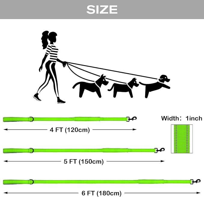 Joytale Dog Leash for Large Dogs that Pull, Double Handle, 5FT, Green | Traffic Handle for Control, Padded Handle Reduces Hand Strain, Reflective Stitching for Night Safety, Strong Nylon Webbing - Image 6