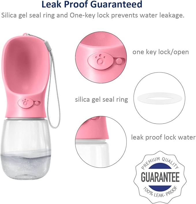 WePet Portable Dog Water Bottle, 12 OZ, Leak Proof Puppy Water Dispenser with Drinking Feeder for Pets Outdoor Walking, Hiking, Travel, Food Grade Plastic - Image 4