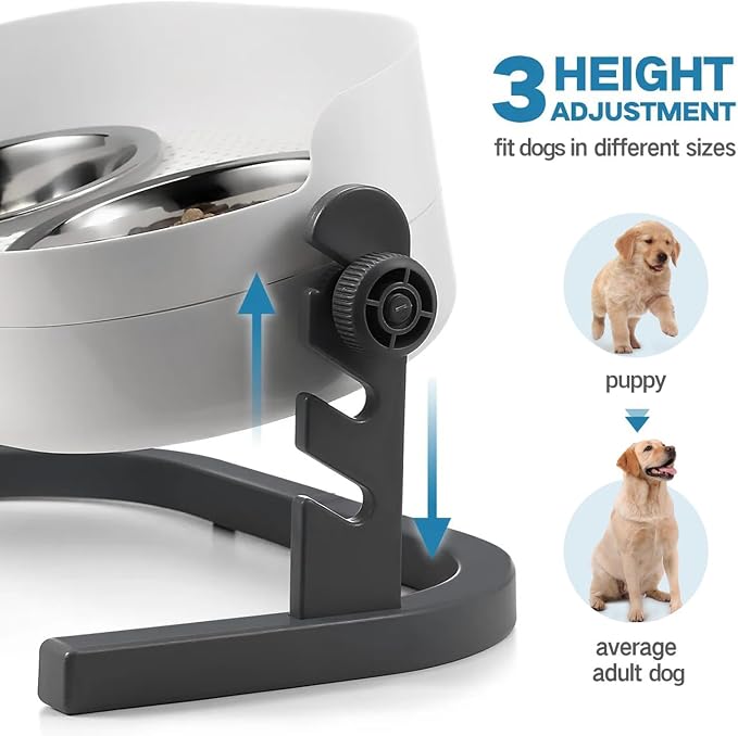 All for Paws Elevated Dog Bowls, Stainless Steel Food & Water Bowls, Height Adjustable Raised Cat Feeder Mess Proof Pet Feeding Bowls for Small to Large Size Dogs - Image 7
