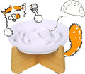 Slow Feeder Cat Bowl with Stand, Melamine Slow Eating Cat Bowl with Higher Edges Dumpling Design Elevated Cats Food Bowls for Dry and Wet Food Anti-Vomiting Puzzle Feeder for Healthy Eating Diet by FullCharm