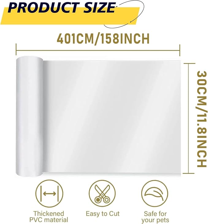 yongjoy Cat Scratch Furniture Protector, 158" x 11.8" Clear Tape | 0.12mm thick vinyl, flexible design, customizable size, residue-free removal, suitable for fabric furniture - Image 2
