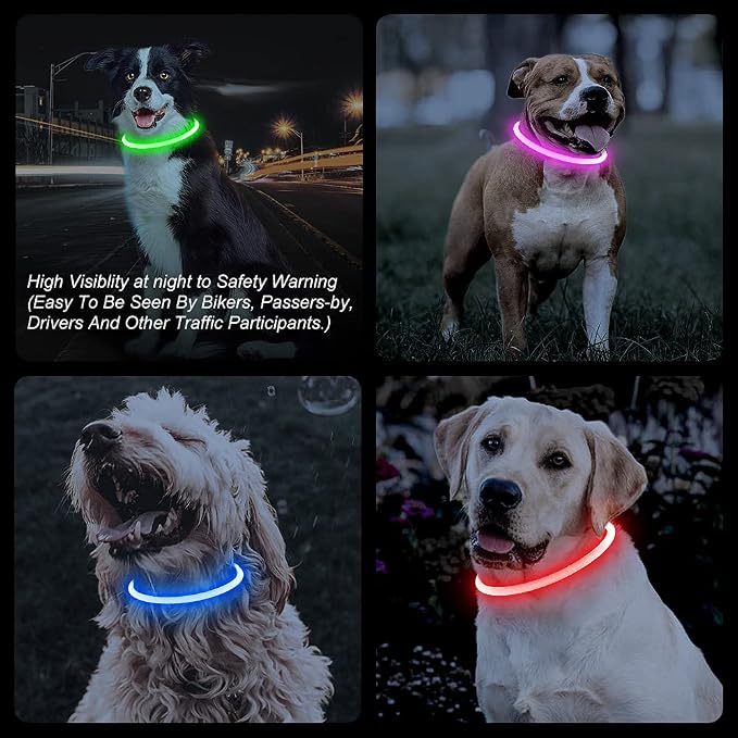 Light up Dog Collar, LED Dog Collar USB Rechargeable, YFbrite Waterproof Dog Collar Light for Small, Medium, Large Dogs & Cats (Pink+Green) - Image 7