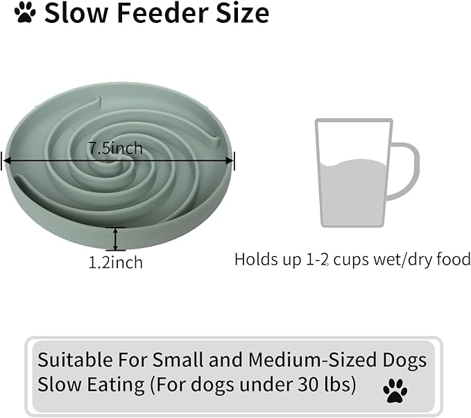 Bifeaw Slow Feeder Dog Bowls, Dishwasher Microwave Safe Silicone Puppy Puzzle Bowl with Non-Slip Design for Eating (Grey Green) - Image 6