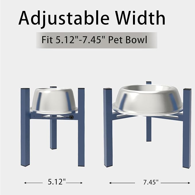 Elevated Cat Bowl Stand Good for Senior Cats Digestion Arthritis Relief - Adjustable Metal Feeder Riser, Fits 5.1-7.45” Round Bowls (No Bowls)（Blue） - Image 4