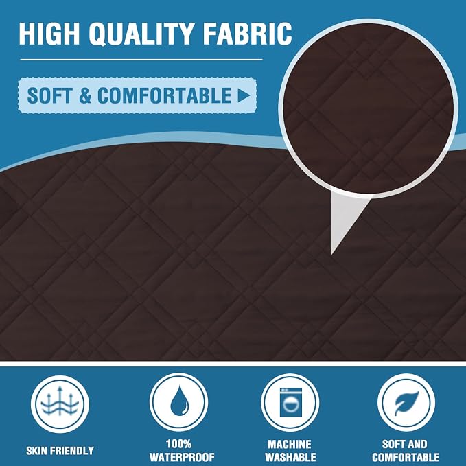 H.VERSAILTEX Loveseat Covers for 2 Cushion Couch Sofa Cover for Dogs 100% Waterproof Furniture Protector Cover with Elastic Straps for Pet Cat(Loveseat, Brown) - Image 6