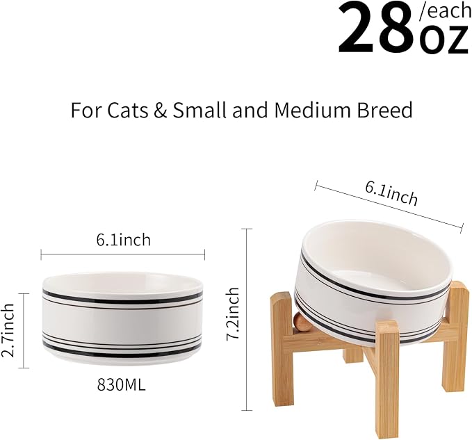 Elevated/Raised 15°Tilted Anti Slip Ceramic Dog Bowl for Small/Medium Breeds,Slanted Bulldog Big Face Pet Food Water Feeding Dish with Stand for Cats and Dogs (3.6 Cups/28 OZ) Black Striation - Image 2