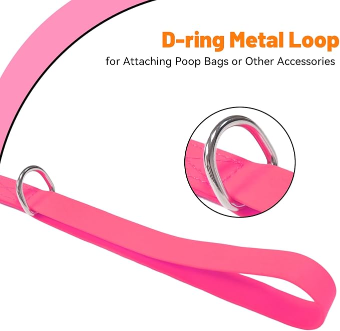 Waterproof Dog Leash, 5/6 FT Durable Odor-Proof Dog Leashes with Strong Metal Hooks Fits Small Medium or Large Dogs (Pink, 5FT - 3/4 inch Width) - Image 3