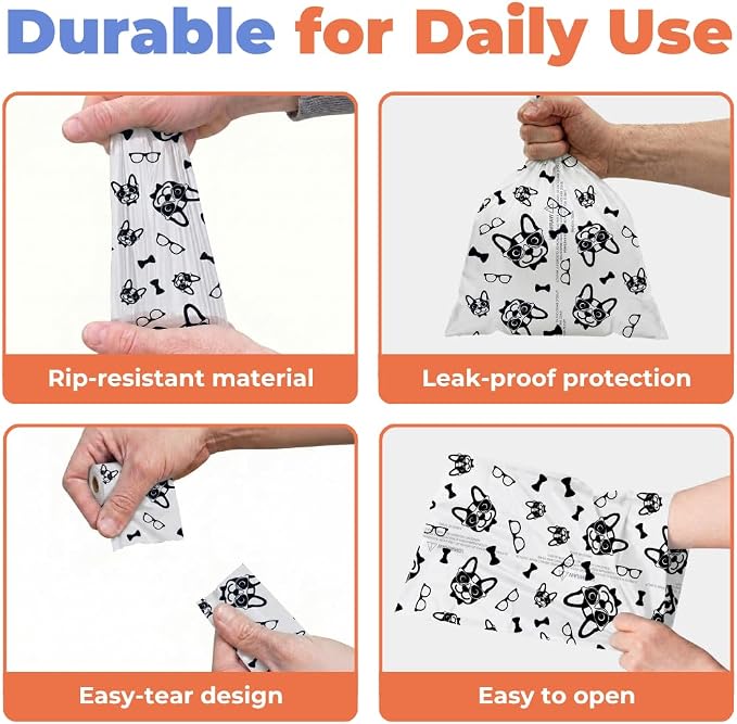 Best Pet Supplies Poop Bags for Dogs - White, 240 Count | Scented, Leak-proof, Easy-Tear perforations, 15 Thick Bags per roll, Outdoor Walking & Travel, Fits Standard Holders - Image 4