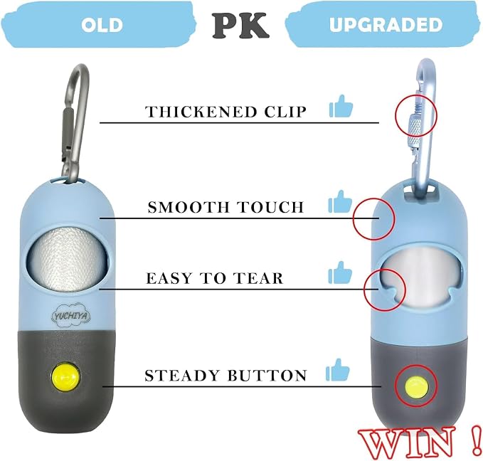 YUCHIYA Dog Poop Bags Holder with LED Flashlight, Sky Blue, 15 Bags, 3 Accessories - Image 3