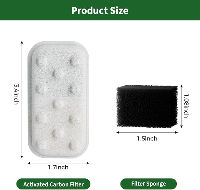 Cat Water Fountain 8 Pack Replacement Filters/Sponges (4+4) -Compatible with Apauk-APFSS-3201 Stainless Steel Cat Water Fountain - Image 4