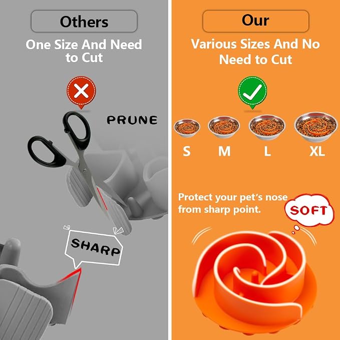 Slow Feeder Dog Bowls Insert, Animire Soft Silicone Slow Eating Dog Food Bowl for Small, Medium and Large Dogs, Compatible with Regular and Elevated Bowls - Image 3
