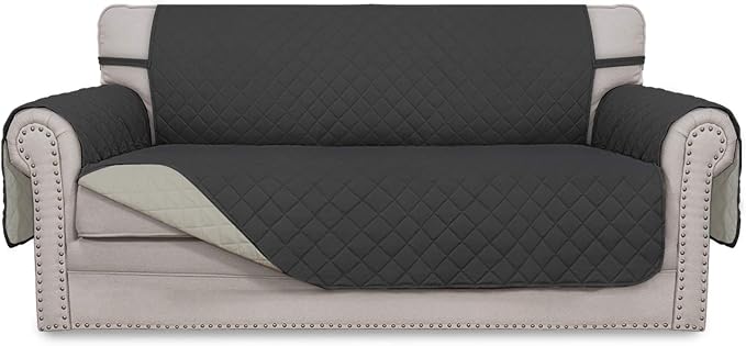 Easy-Going Reversible Couch Cover, 2 Cushion Sofa, Darkgray/Beige | Oversized Loveseat Slipcover For Dogs, Water Resistant Mat, Living Room, Non-Slip Sofa Cover, Pet Friendly by Easy-Going