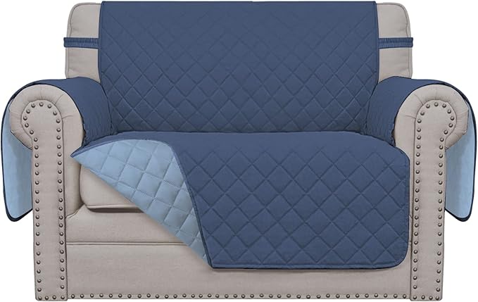 Easy-Going Oversized Chair Sofa Slipcover Reversible Sofa Cover Water Resistant Couch Cover Furniture Protector Cover with Elastic Straps for Pets Dog (Oversized Chair, Dark Blue/Light Blue) | Machine Washable Slipcover For Dogs, Water Resistant Furnit... by Easy-Going