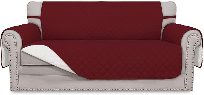 Easy-Going Reversible Couch Cover, 2 Cushion Sofa, Christmas Red/Ivory | Oversized Loveseat Slipcover For Dogs, Water Resistant Mat, Living Room, Non-Slip Sofa Cover, Pet Friendly by Easy-Going