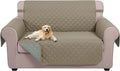 U-NICE HOME Loveseat Sofa Cover for 2 Cushion Couch, Khaki/Light Grey | 45''Loveseat Cover Washable, Pet Friendly, Elastic Straps, Water Repellent, Furniture Protector for 2 Cushion by U-NICEHOME