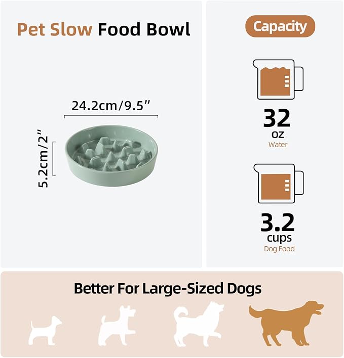 Havniva Dog Bowls Slow Feeder, Ceramic Slow Feeder Dog Bowls for Fast Eater | 3.2 Cups Dog Food Bowl Puzzle Feeder, Slow Feeding Bowls for Large Dogs, Non-Slip Base, Anti-Choking - Image 2