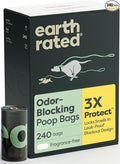 Earth Rated 3X Protect Dog Poop Bag Rolls, Odor Blocking, Unscented, 240 Ct | Leak Proof Extra Thick by EarthRated