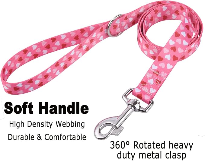 Mihqy Dog Collar and Leash Set, for Large Dogs, Pink Heart Set,L | with Fashion Patterns, Adjustable for Small Medium Large Dogs, Comfortable for Walks and Outdoor Hikes - Image 4