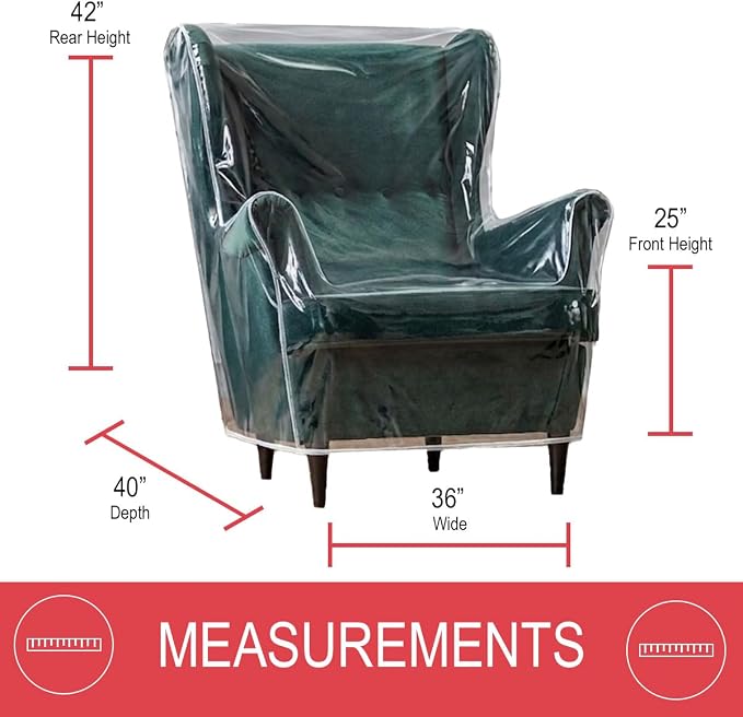 LAMINET Heavy Duty Clear Plastic Chair Covers Protectors for Recliner 4PK | Durable vinyl protector shield for armchair recliner against pet scratches, hair, dust, spills; simply wipe clean. - Image 3