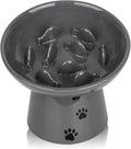 Y YHY Slow Feeder Cat Bowl, Ceramic Cat Slow Feeder Bowl, 6 Inches, Elevated, Anti Vomiting for Dry and Wet Food, Gray by YYHY